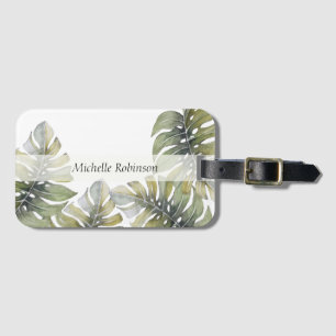 Étiquette À Bagage Elégante Aquarelle Tropicale Monstère