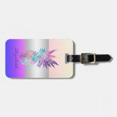 Étiquette À Bagage Élégante bande de fille, ananas (Devant horizontal)