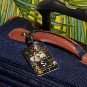 Étiquette À Bagage Elégante Baroque Fleurs Encore Vie Peinture Art