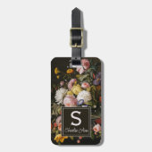 Étiquette À Bagage Elégante Baroque Fleurs Encore Vie Peinture Art (Devant Vertical)