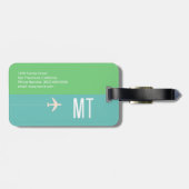 Étiquette À Bagage Élégante carte du monde moderne Sage Turquoise Bag (Dos horizontal)