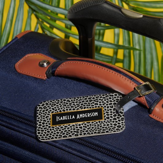 Étiquette À Bagage Élégante collection moderne de luxe blanc léopard (Insitu Rectoal 3)