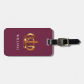 Étiquette À Bagage Elégante couronne rouge Bourgogne (Devant horizontal)