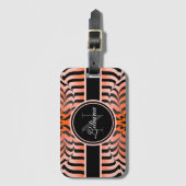 Étiquette À Bagage Elégante esthétique Peau de tigre orange et noir (Devant Vertical)