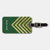 Étiquette À Bagage Élégante étiquette de bagage géométrique vert et o (Devant horizontal)