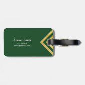 Étiquette À Bagage Élégante étiquette de bagage géométrique vert et o (Dos horizontal)