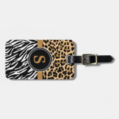 Étiquette À Bagage Élégante étiquette de bagages Leopard Zebra pour m (Devant horizontal)
