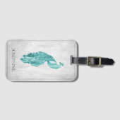 Étiquette À Bagage Élégante étiquette de bagages Peacock turquoise (Devant Horizontal)