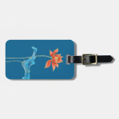 Étiquette À Bagage Élégante Fleur de Lotus Bleu et Orange (Devant horizontal)
