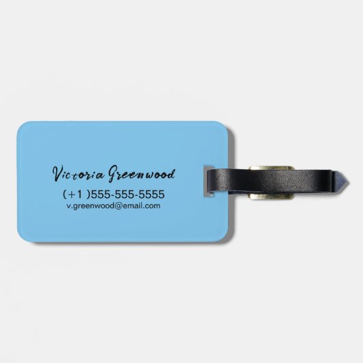 Étiquette À Bagage Élégante Fleur de Lotus Bleu et Orange (Dos horizontal)