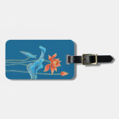 Étiquette À Bagage Elégante Fleurs de Lotus Orange et Bleu (Devant horizontal)