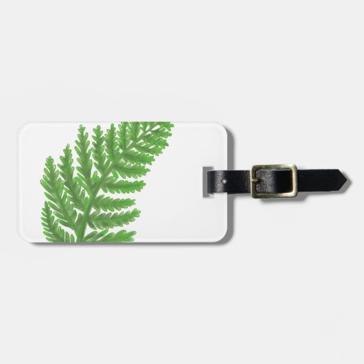 Étiquette À Bagage Élégante fougères vertes feuilles de bois (Devant horizontal)