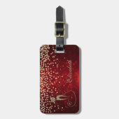 Étiquette À Bagage Élégante Glitterie Bokeh Foil Confetty Diamond, Ch (Devant Vertical)