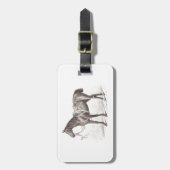 Étiquette À Bagage Elégante gravure équestre rétro (Devant Vertical)