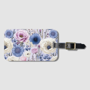 Étiquette À Bagage Elégante Lavande Bleu Fleur Jardin Floral