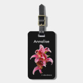 Étiquette À Bagage Élégante Lys orientaux rose floral (Devant Vertical)