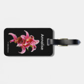 Étiquette À Bagage Élégante Lys orientaux rose floral (Dos horizontal)