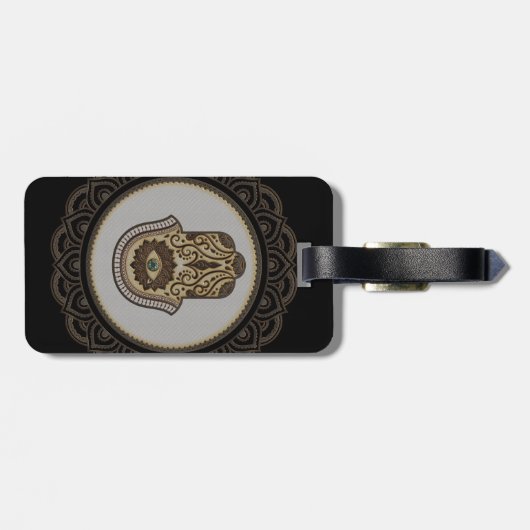 Étiquette À Bagage Elégante main hamsa (Dos horizontal)