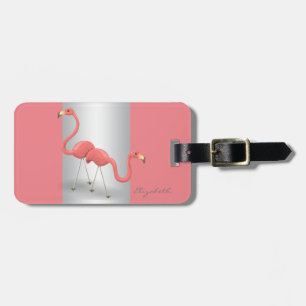 Étiquette À Bagage Élégante Moderne Féminine, Flamants Roses