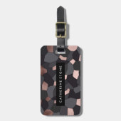 Étiquette À Bagage Elégante mosaïque rose d'or gris et noir (Devant Vertical)
