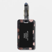 Étiquette À Bagage Elégante mosaïque rose d'or gris et noir (Dos Vertical)