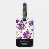 Étiquette À Bagage Élégante Motif Fleurs violettes Balise (Dos Vertical)