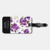 Étiquette À Bagage Élégante Motif Fleurs violettes Balise (Dos horizontal)