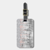 Étiquette À Bagage Élégante parties scintillant à goutte d'argent mon (Devant Vertical)
