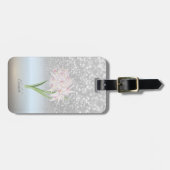 Étiquette À Bagage Elégante Parties scintillant Argent Bokeh Ombre, F (Devant horizontal)