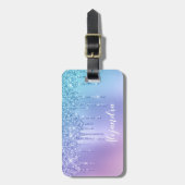 Étiquette À Bagage Elégante parties scintillant chick bleu & violet g (Devant Vertical)