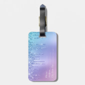 Étiquette À Bagage Elégante parties scintillant chick bleu & violet g (Dos Vertical)