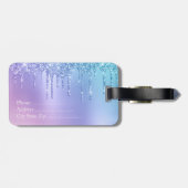 Étiquette À Bagage Elégante parties scintillant chick bleu & violet g (Dos horizontal)