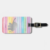 Étiquette À Bagage Elégante Parties scintillant d'argent Eléphant Aqu (Devant horizontal)