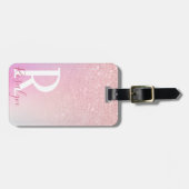 Étiquette À Bagage Elégante parties scintillant moderne cinglé rose r (Devant horizontal)