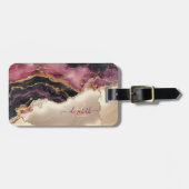 Étiquette À Bagage Élégante Parties scintillant or Monogramme en marb (Devant horizontal)