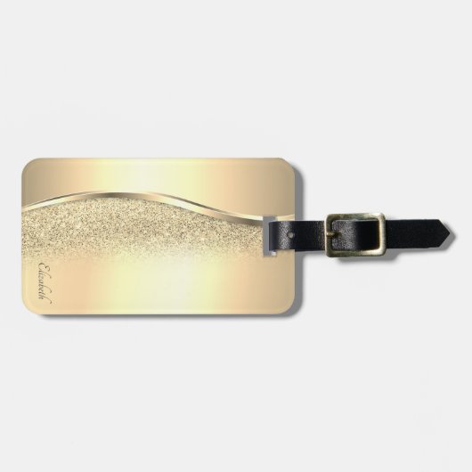 Étiquette À Bagage Elégante Parties scintillant or tendance Bokeh (Devant horizontal)