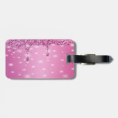 Étiquette À Bagage Élégante Parties scintillant rose chaud Bacheloret (Dos horizontal)