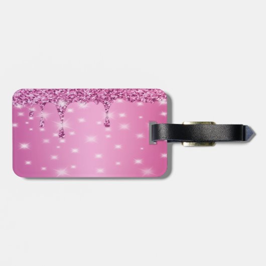 Étiquette À Bagage Élégante Parties scintillant rose chaud Bacheloret (Dos horizontal)