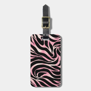 Étiquette À Bagage Elégante Parties scintillant Rose or Zebra Black P