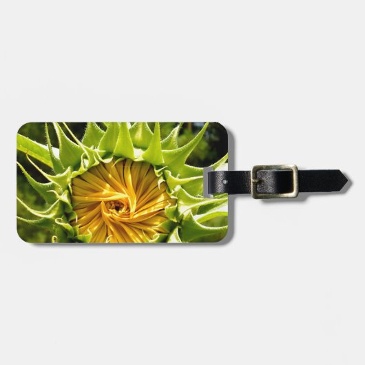 Étiquette À Bagage Elégante photo de tournesol jaune (Devant horizontal)
