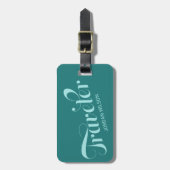Étiquette À Bagage Élégante Typographie de script Turquoise Sac de Vo (Devant Vertical)