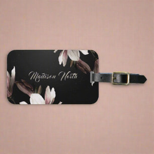 Étiquette À Bagage Élégante typographie florale féminine Nom