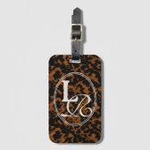 Étiquette À Bagage Élégante typographie Monogram Tortoise Shell (Devant Vertical)