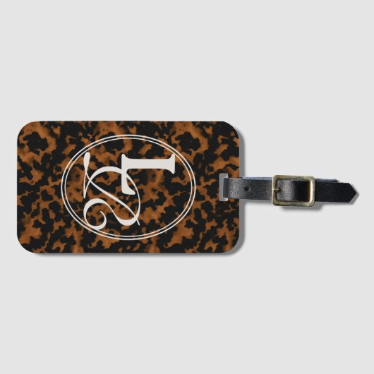 Étiquette À Bagage Élégante typographie Monogram Tortoise Shell (Devant Horizontal)