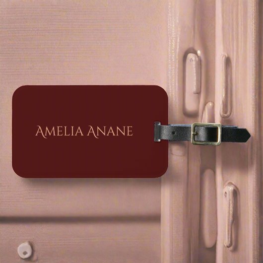 Étiquette À Bagage Élégante typographie rouge foncé et rose pâle