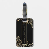 Étiquette À Bagage Élégantes Fleurs d'or Chic (Dos Vertical)