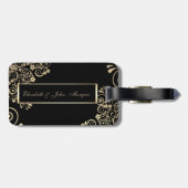 Étiquette À Bagage Élégantes Fleurs d'or Chic (Dos horizontal)