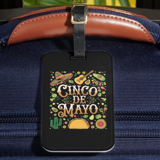 Étiquette À Bagage Éléments de fête mignons de la Cinco De Mayo (Insitu Rectoal 2)