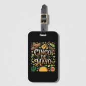 Étiquette À Bagage Éléments de fête mignons de la Cinco De Mayo (Devant Vertical)
