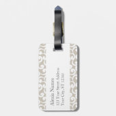 Étiquette À Bagage Eléments monogrammes de lin et de menthe Imprimer (Dos Vertical)